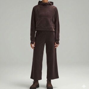 Lululemon Scuba Velvet Cord Matching Set Oversized Hoodie & Wide Leg Pant Sz 10